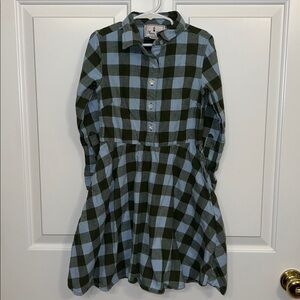 Classic Prep Green and Blue flannel shirt dress